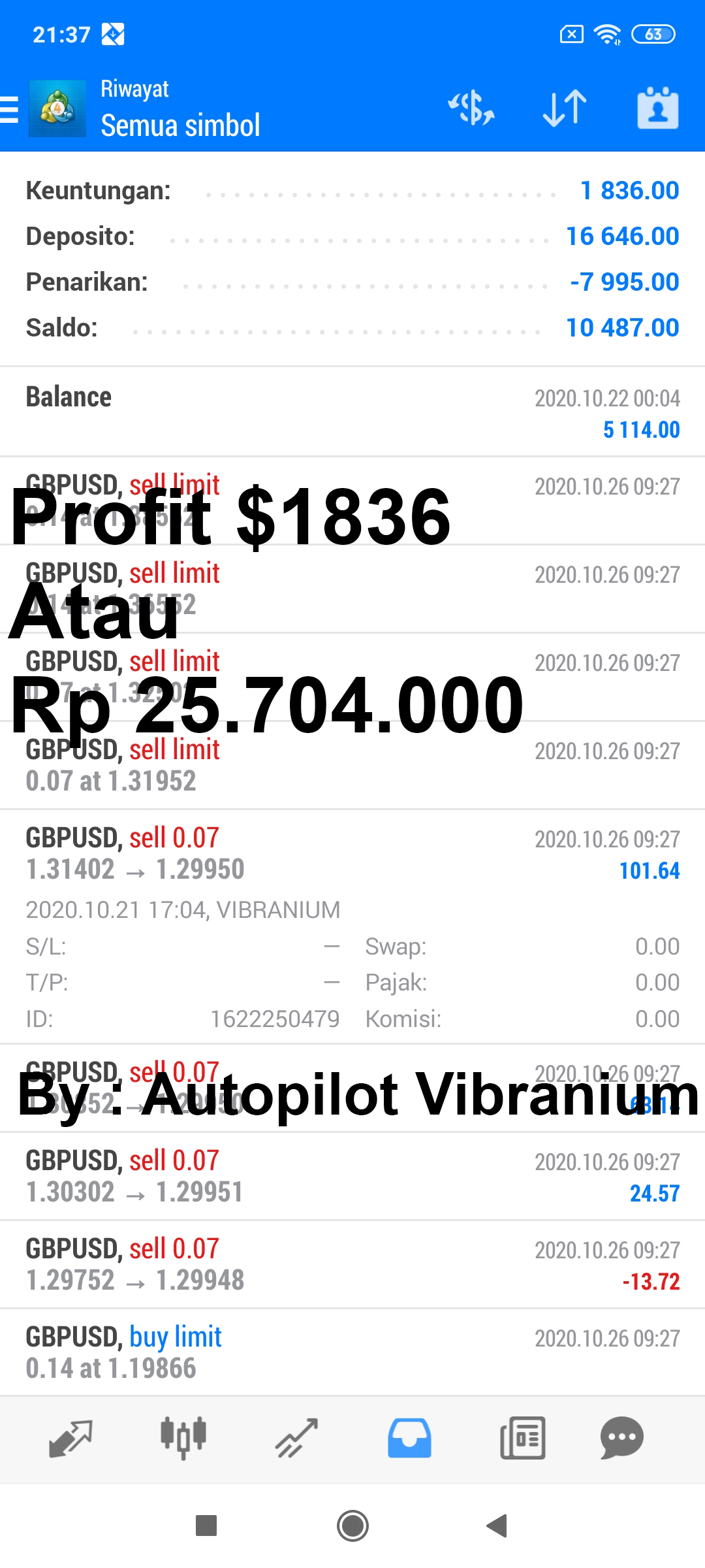 Testimoni Akun Member Autopilot Vibranium